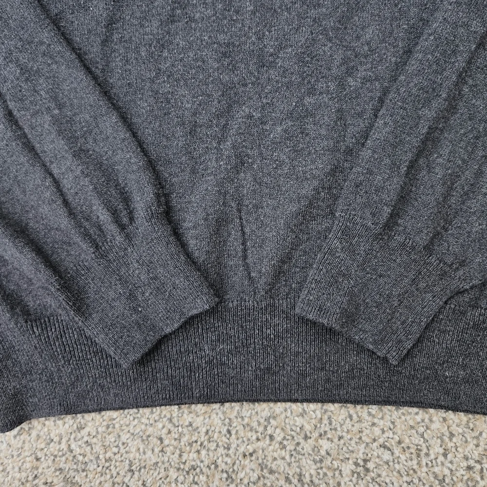 J Crew Cashmere Cotton Sweater Charcoal Gray V Neck Slim Fit Mens Size Medium